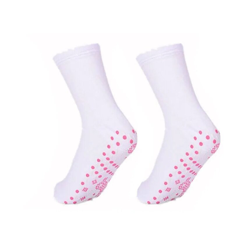 Unisex poliéster algodão aquecimento meias, auto-aquecimento terapia meias, confortáveis cuidados de saúde meias, 2pcs por par