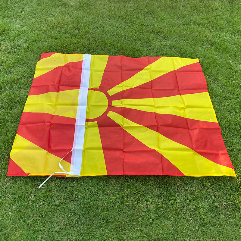 Aerxemry.flag150x90cm Bendera Makedonia Poliester Sisi Ganda Dicetak Bendera Nasional Makedonia Spanduk untuk Dekorasi