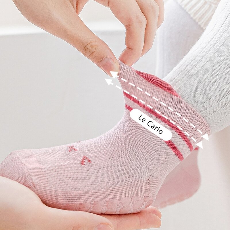 Summer New Baby Boys Girls Socks Cartoon Print Cute Glue Non-Slip Mesh Socks With Rubber Soles Infant Thin Casual Stockings