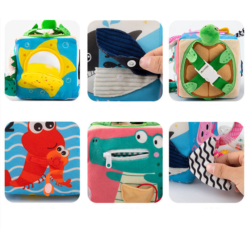 6-Sided Toy Cube Atividade para Berço e Carrinho, Pendurado Brinquedos para Bebês, Chocalhos de pelúcia macia, Mobile Mobiles, 0-12 meses Bebês