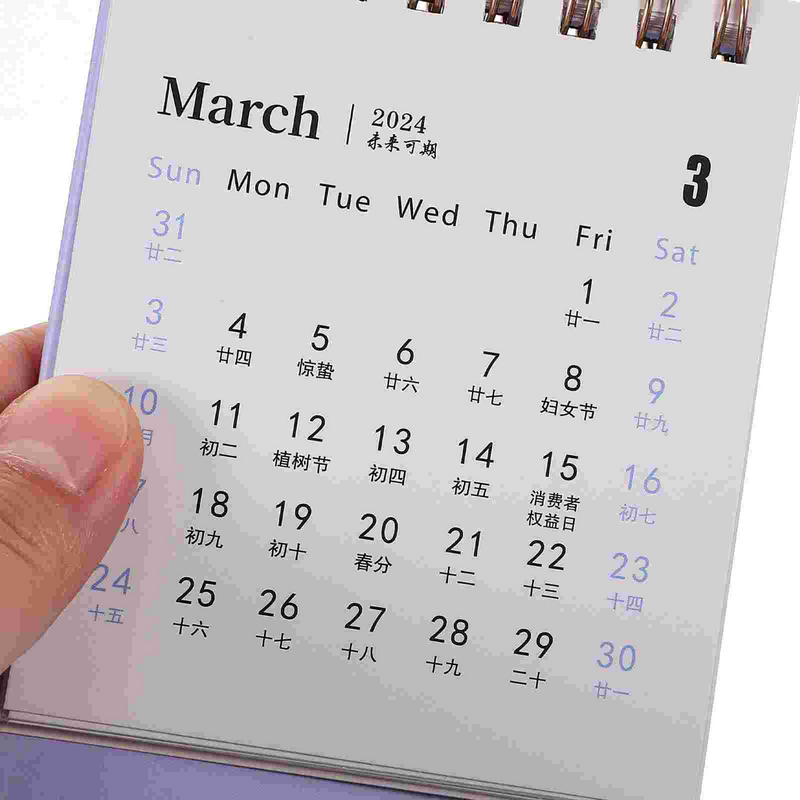 Mini Escritorio de pie de color sólido, calendario de año, suministros escolares de oficina, calendario de año
