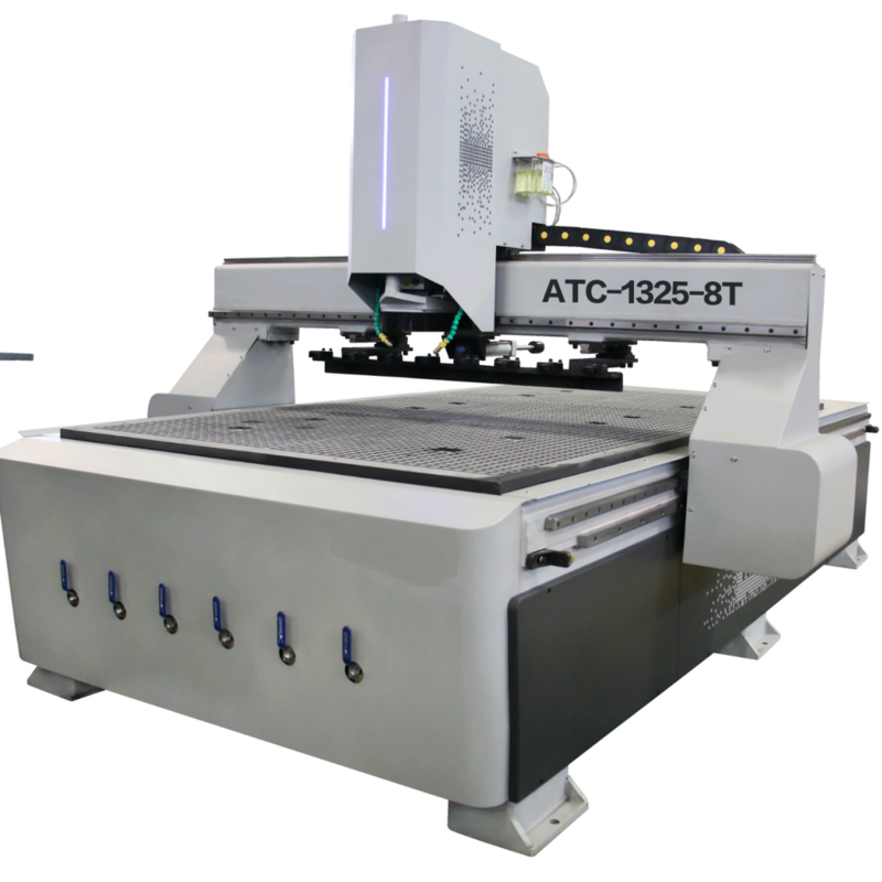 Máquina acrílica ATC-1325-8T do roteador do cnc com 8 pces ferramentas que anunciam a máquina de trabalho único cortador do eixo