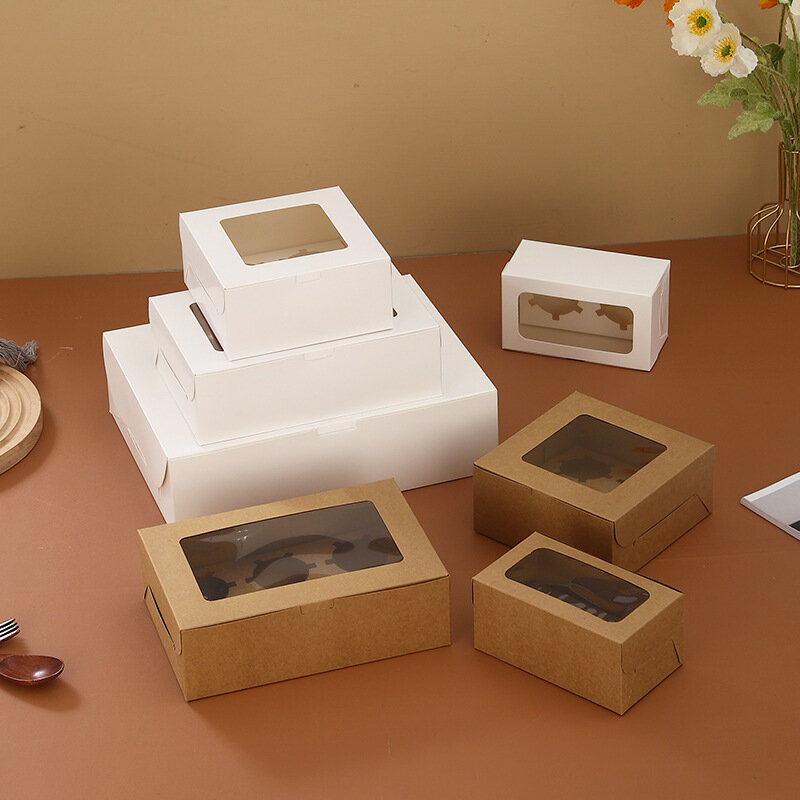 Caja de papel para cupcakes de 4/6/12 agujeros, caja de papel para llevar pasteles del desierto, venta personalizada, entrega rápida