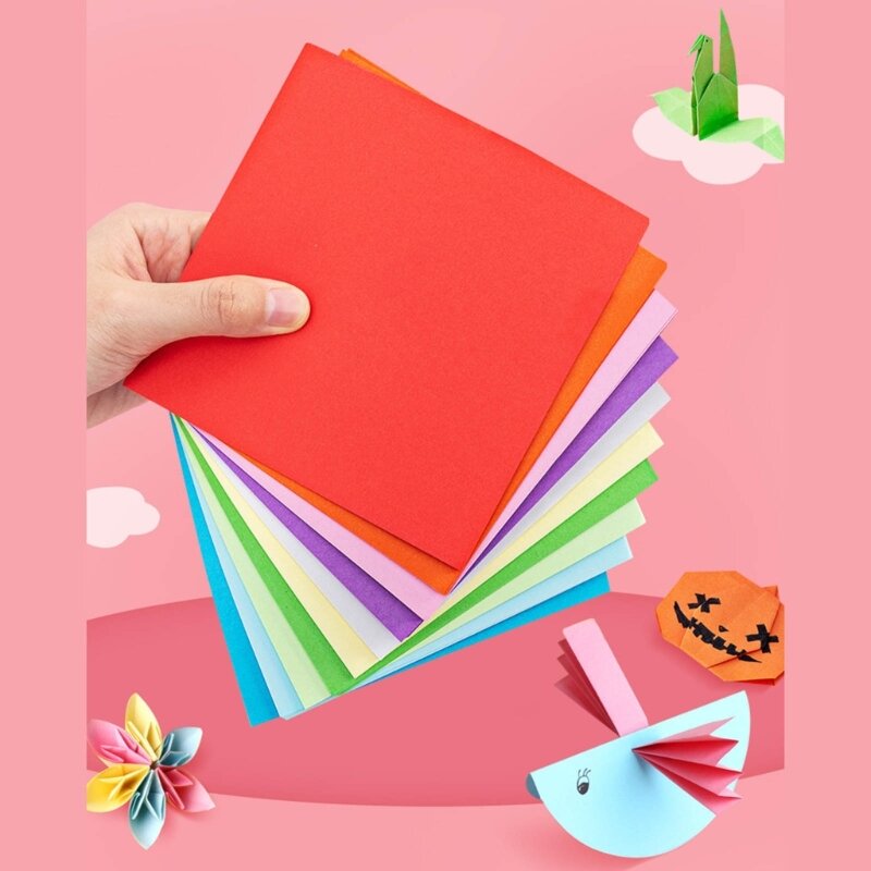 100 Sheets Colorful Paper DIY Square Paper Double-Sided Folding Paper for Kids Development