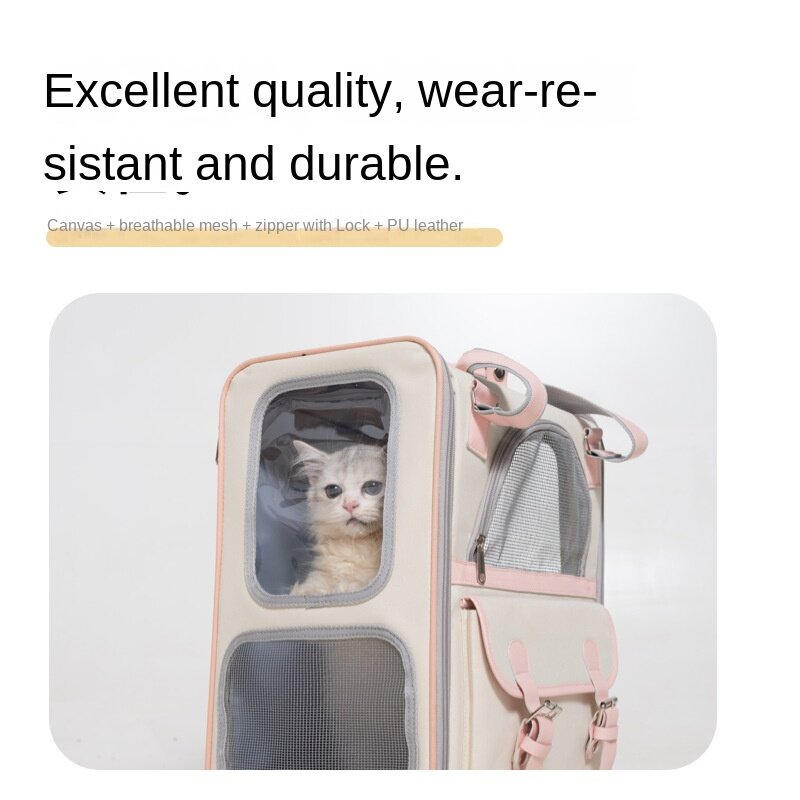 Tas ransel portabel perjalanan anjing kucing kontras warna Fashion kapasitas besar ransel kucing berongga antistres luar ruangan