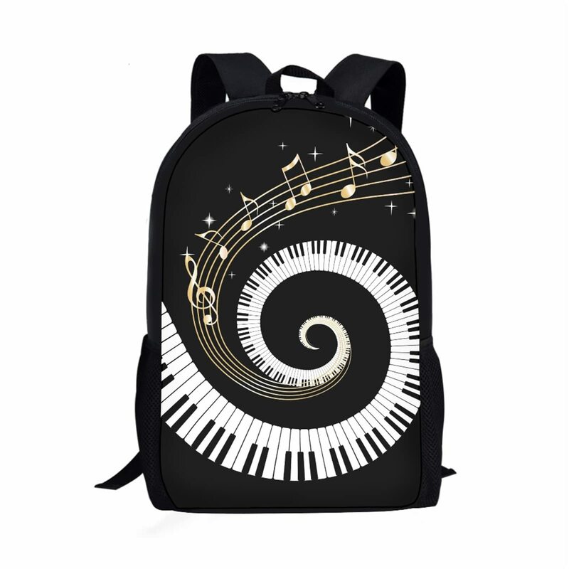 학교 학생용 피아노 키 패턴 책 가방, 다기능 배낭, 대용량, 16 인치 학교 가방, 소년 소녀
