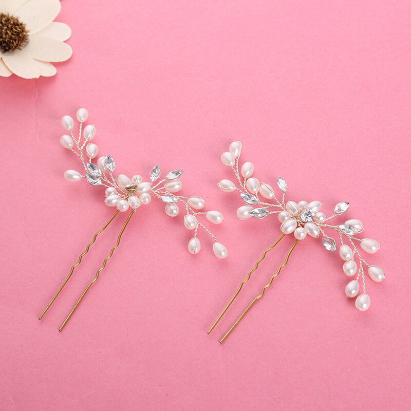 1pc Hot Sale Elegant Bridal Pearl Handmade Flower Beautiful Crystal Hair Accessories Wedding Hair Pins Bridesmaid Bridal Decor