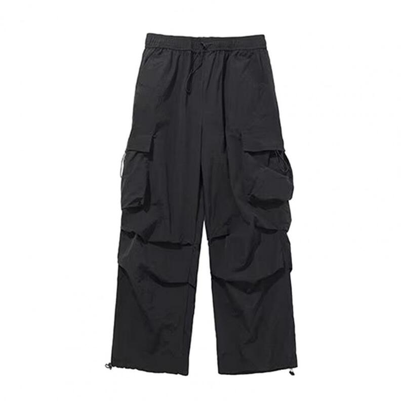 Брюки-карго мужские рабочие с множеством карманов, стильные свободные эластичные штаны с поясом, модная уличная одежда в стиле хип-хоп