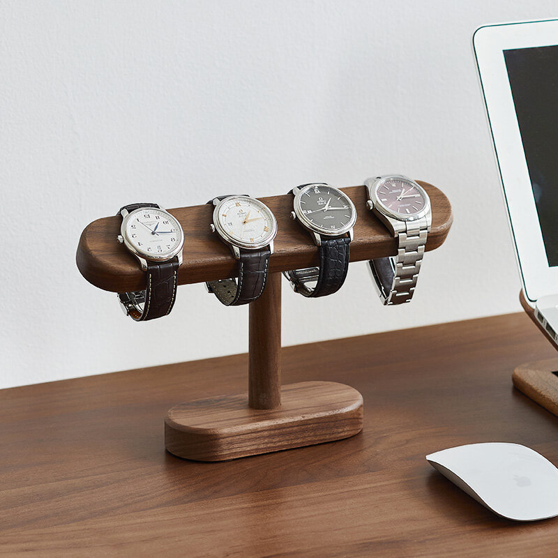 Soporte de reloj de madera maciza de mesa, organizador creativo, soporte de reloj de collar, estante mecánico de exhibición, pulsera, collar, tienda de relojes
