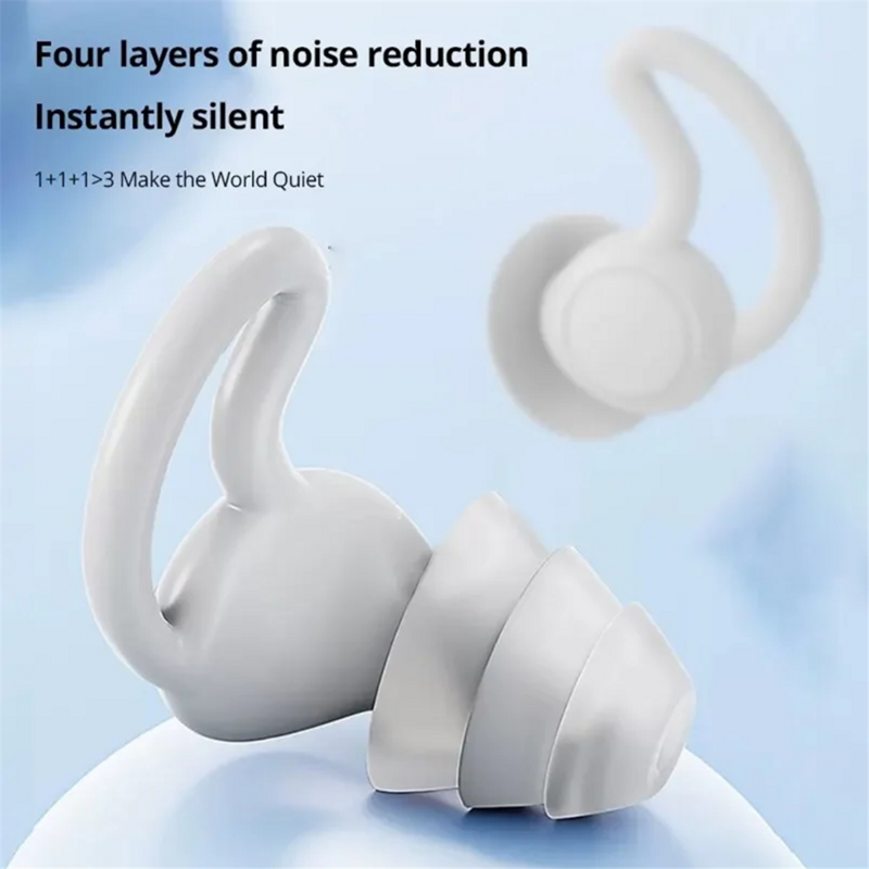 Bouchons d'oreille insonorisés en silicone à trois couches, bouchons d'oreille de natation étanches, réduction du bruit du sommeil, confortables