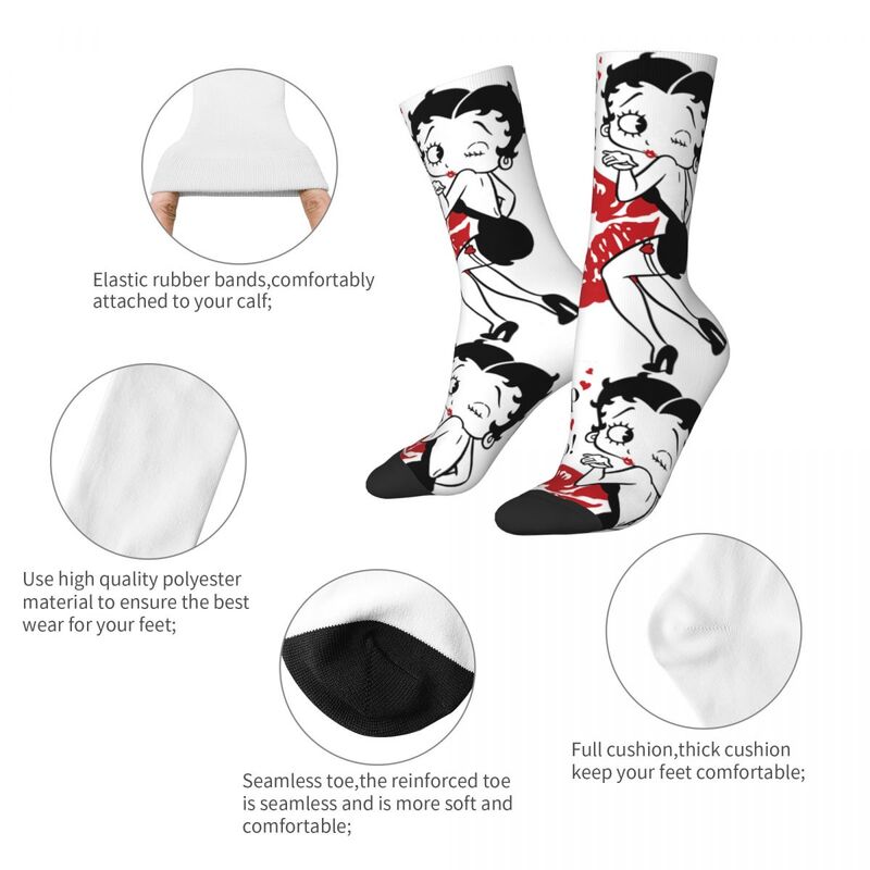 Cute Bettys For Fans Kisses Theme All Season Socks Accessories for Men Women Cozy Dress Socks