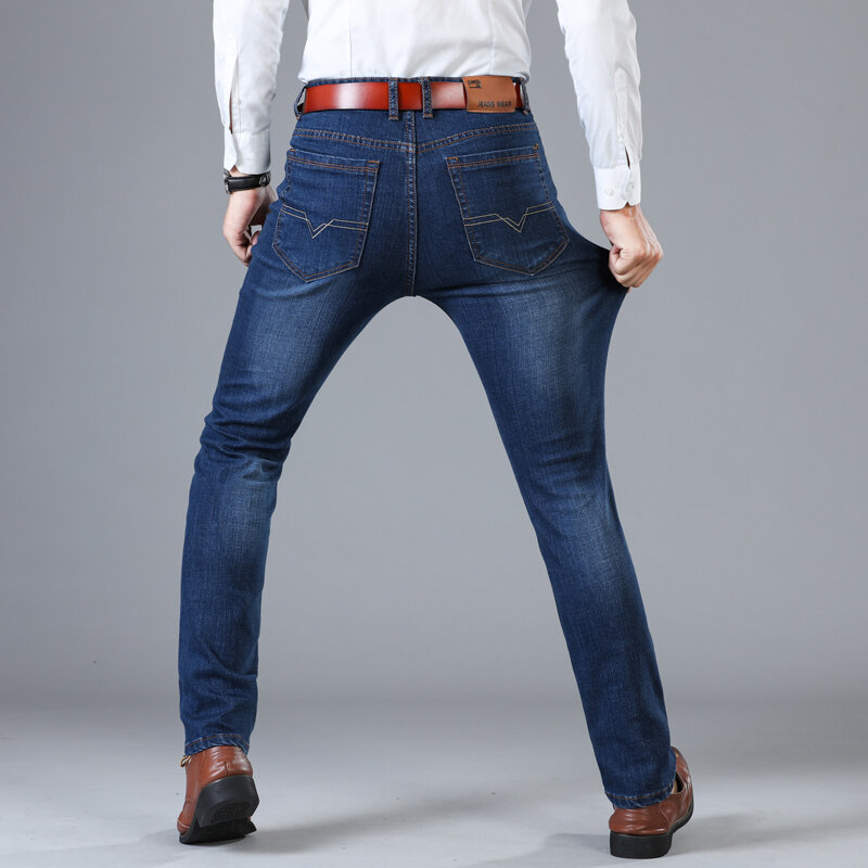 Pantalones vaqueros elásticos para hombre, Jeans clásicos de alta calidad, a la moda, para primavera y otoño, 2023