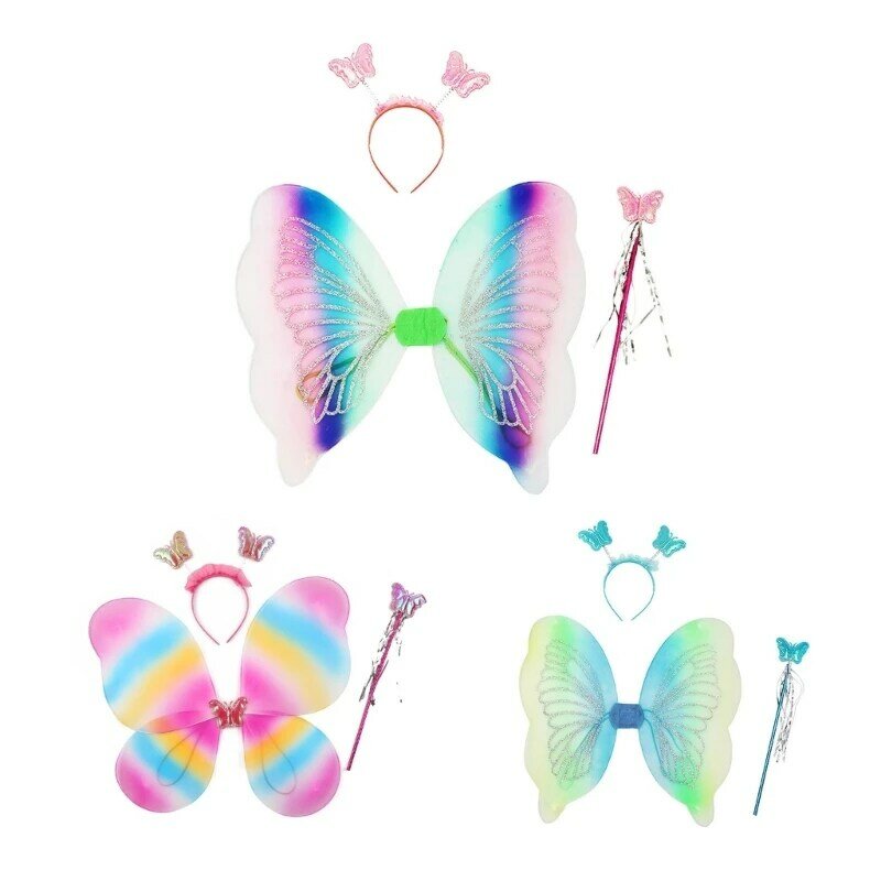 Skrzydła motyla Skrzydło anioła różdżką i opaską na głowę Skrzydła Halloween-Cosplay