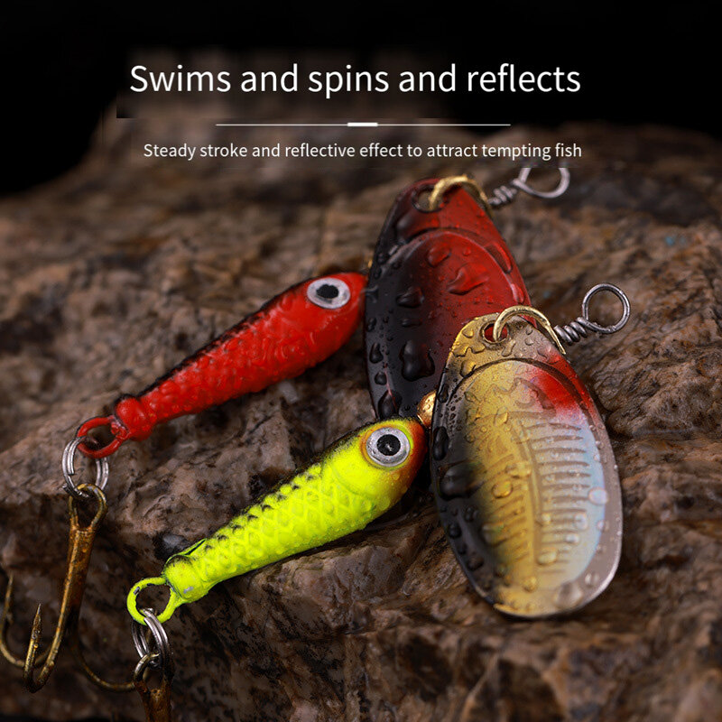 Rotating Metal Spinner Fishing Lures 9.1g 7cm Sequins Iscas Artificial Hard Baits Crap Bass Pike Treble Hook Tackle Accessories