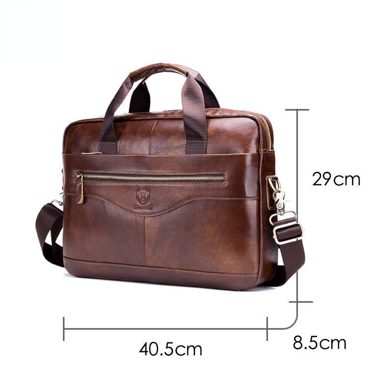 Men's Briefcase Genuine Cowhide Leather Business Laptop Messenger Bag
