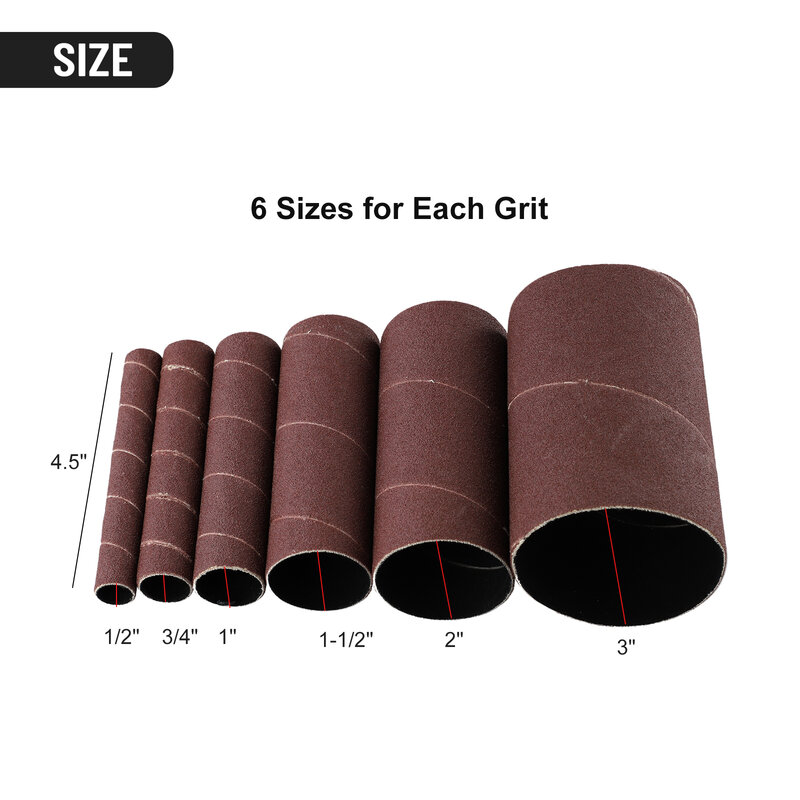 Lixar Papel Drum Sleeves Kit para Metal, Carpintaria, Polimento, Ferramentas Abrasivos, 80 Grit, 120Grit, 12Pcs
