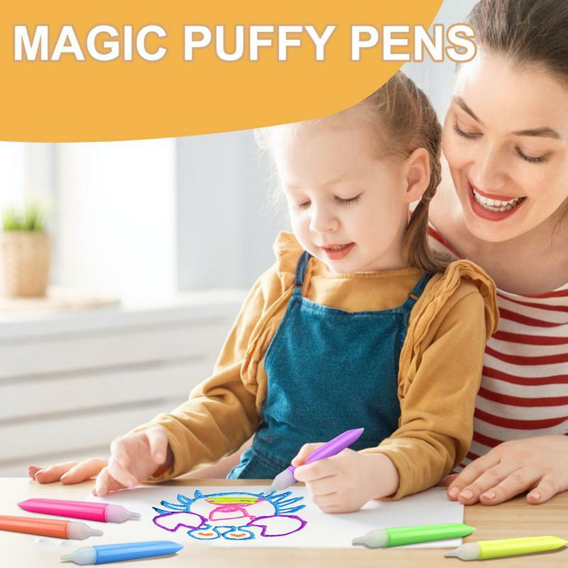 子供のためのバブルカラーペイントペン、DIY描画ペン、楽しい、クリエイティブ、6個、印刷