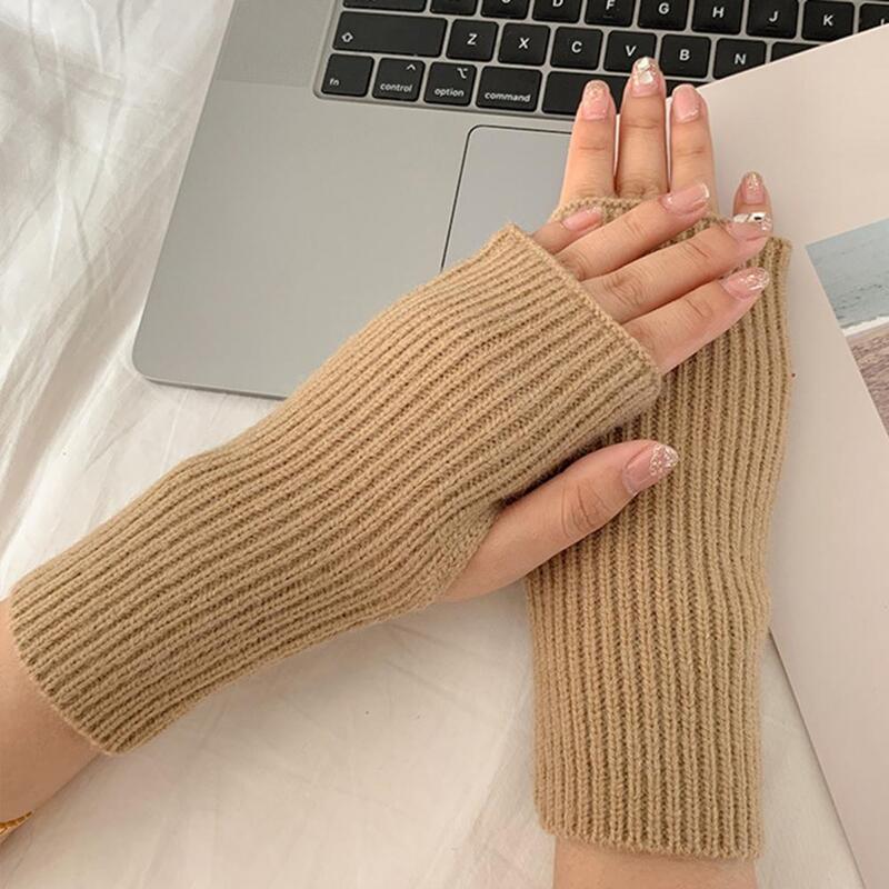 Keep Warm Clothing Accessories Pure Color Women Thermal Knit Mittens for Outdoor