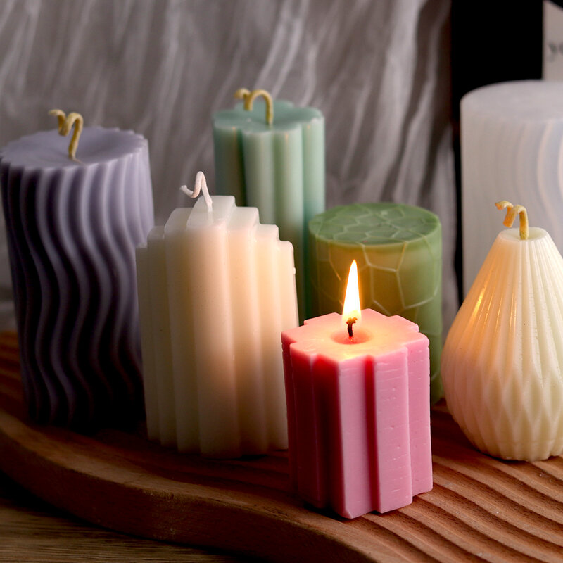 Цилиндрическая силиконовая форма для свечей, «сделай сам», полосатые свечи, обеденный орнамент, создание штукатурки, семейный декор, подарки ручной работы