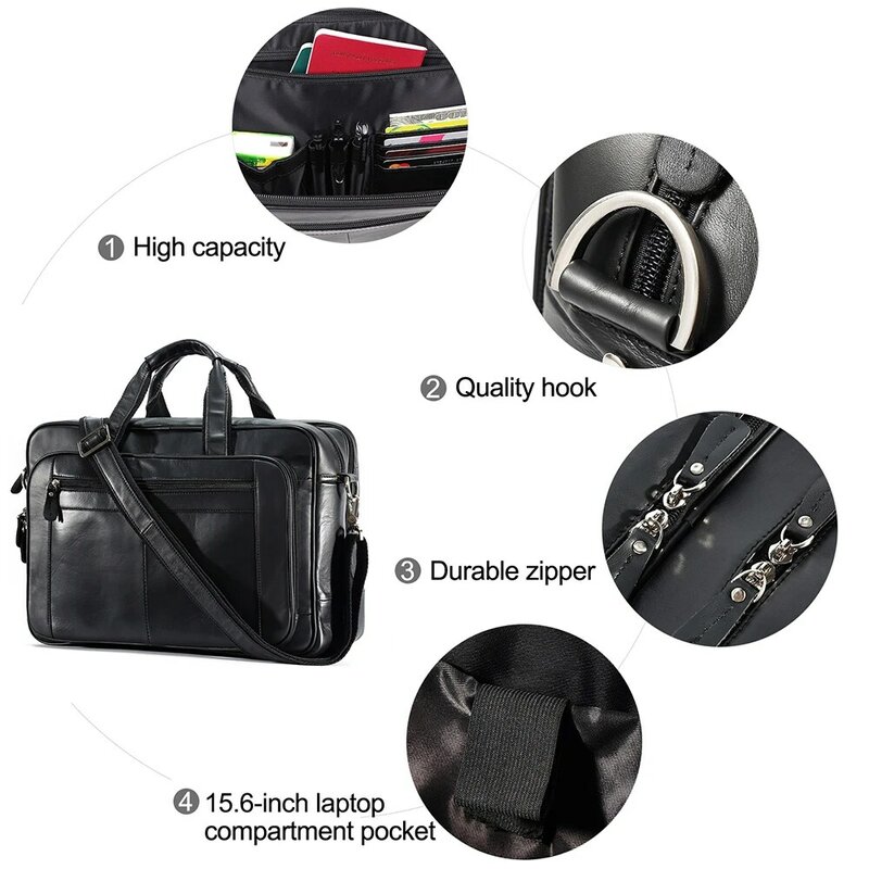 JOYIR Echtem Leder Aktentasche für Männer 17 ”Laptop Crossbody Schulter Messenger Büro Tasche Handtasche für Business Reise Arbeit