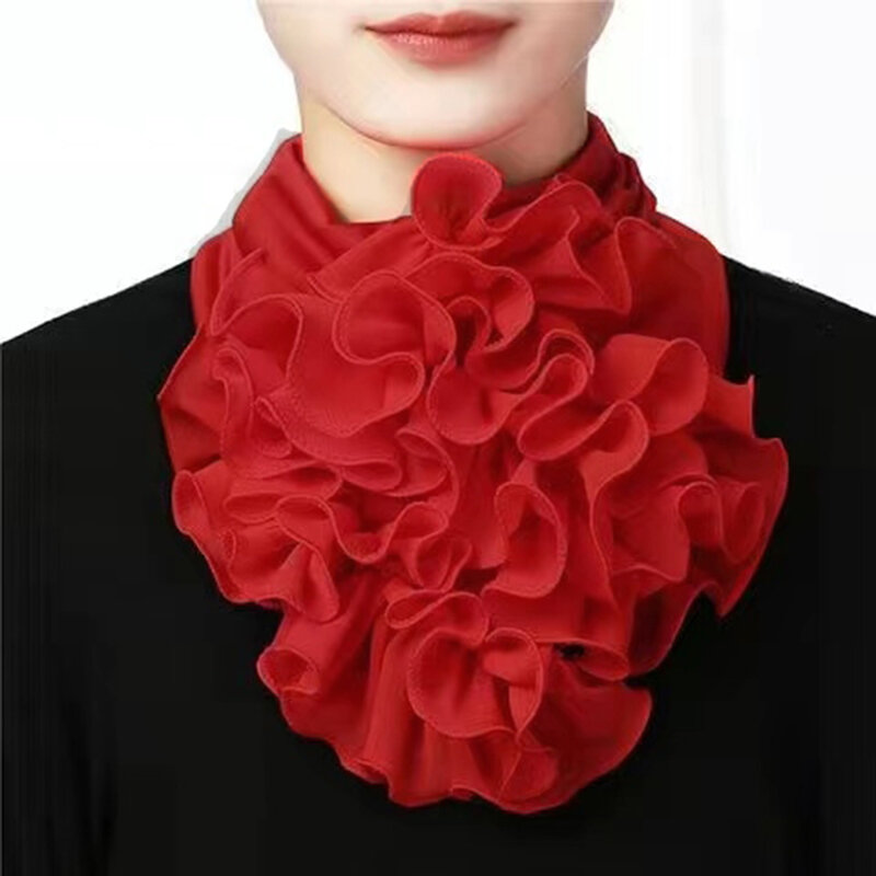 Hot Sale Spring Solid Color Women Collar Floral Neck Gaiter Breathable Relaxation Neckerchief  Fashion All Match Hijab Scarf