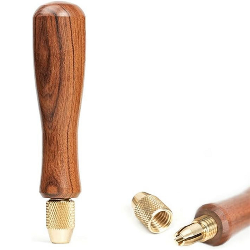 Wood File Handle Wooden Handles with Brass Collet Chuck for Small Files Accessories DIY