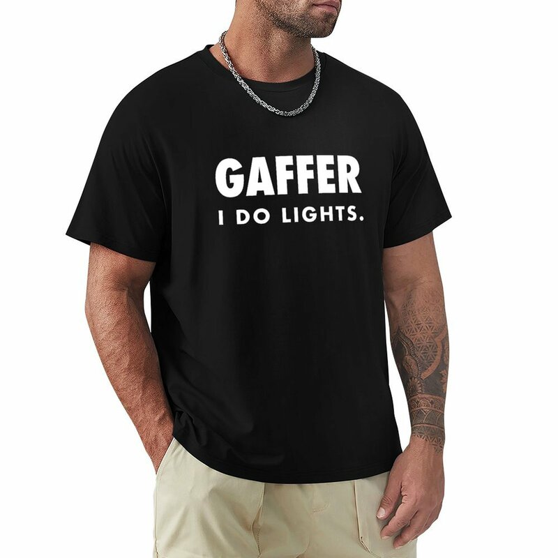 T-shirt prezentowy technika oświetlenia z filmem i gafferem za duże czarne zwykłe koszulki męskie