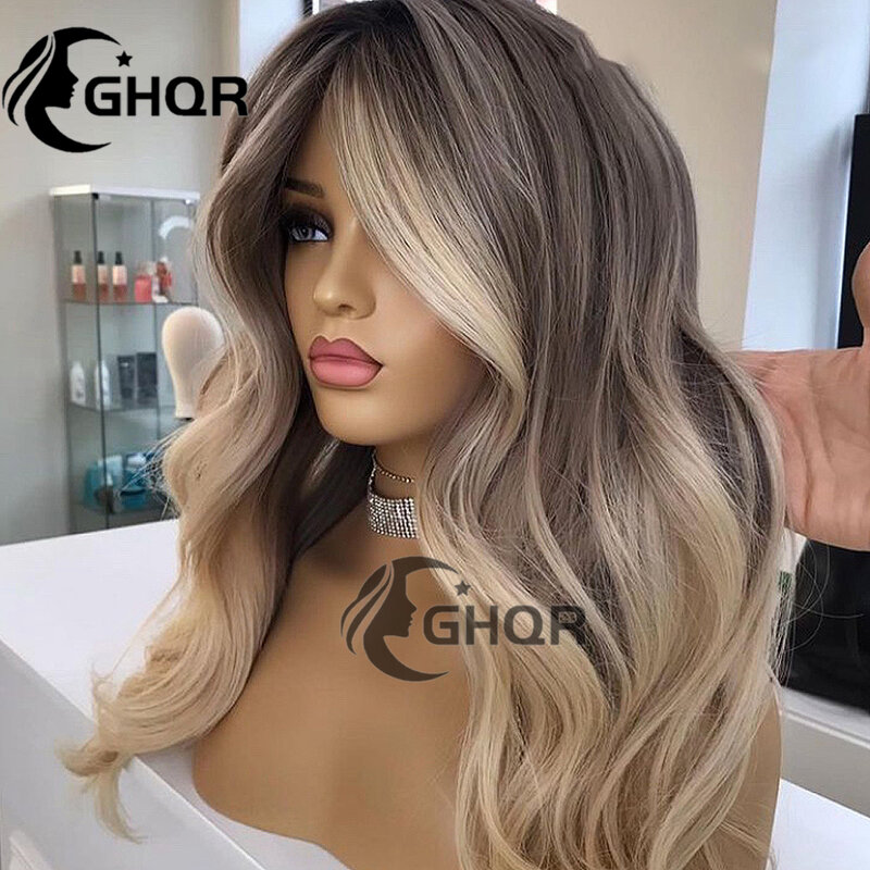 Wigs Human Hair Highlight 13x6 360 Lace Frontal Colored Full Lace Wigs Grey Ash Blonde Brazilian Virgin Hair Loose Body Wave Wig