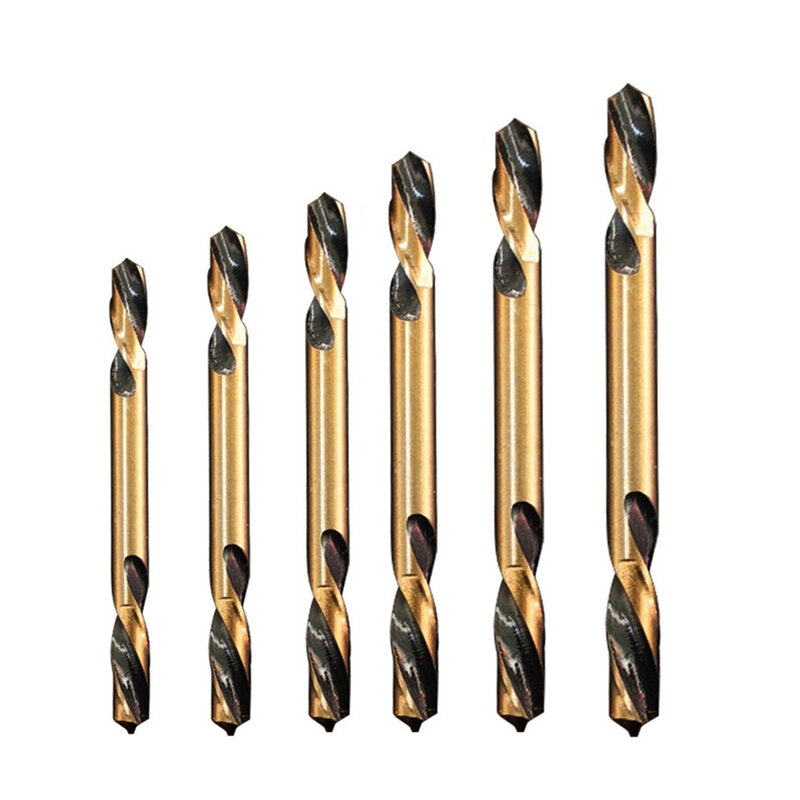 Brocas de taladro HSS de doble cabeza para Metal, acero inoxidable, perforación de madera, diámetro de 3mm/3,5mm/ 4mm/4,5mm/ 5mm/ 6mm, 6 unidades por juego