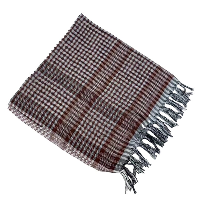 Арабский мужской квадратный шарф с решетчатым принтом, многоцелевой открытый тюрбан F3MD