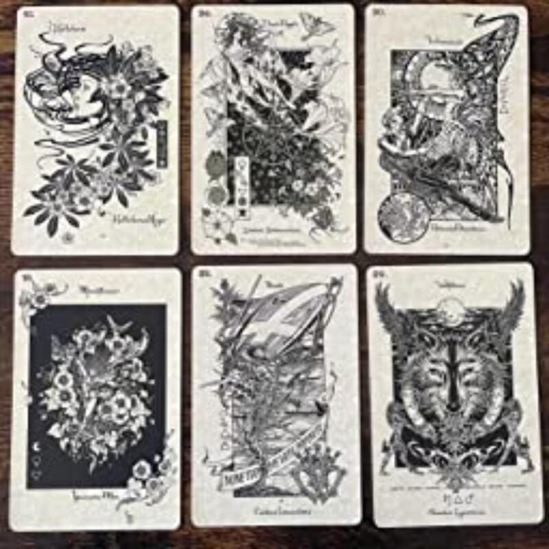 Cartões botânicos mágicos do oráculo, plantas do jardim da bruxa, 33pcs, 10.4x7.3cm