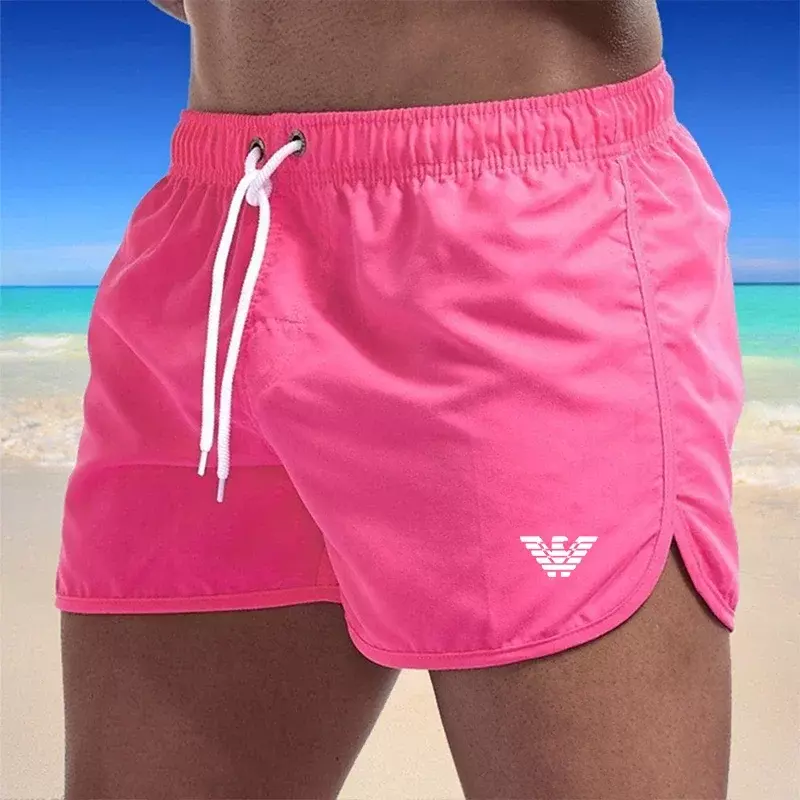 Celana pendek pantai binaraga pria, celana pendek olahraga Fitness gym kasual ramping keren Bermuda cepat kering musim panas untuk pria