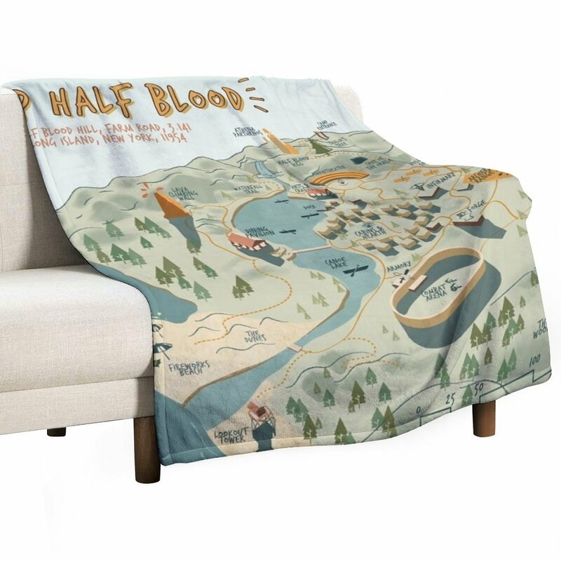 Map of Camp Half Blood Throw Blanket Decorative Throw Blanket Hairy Blankets Sofa Throw Blanket Warm Blanket