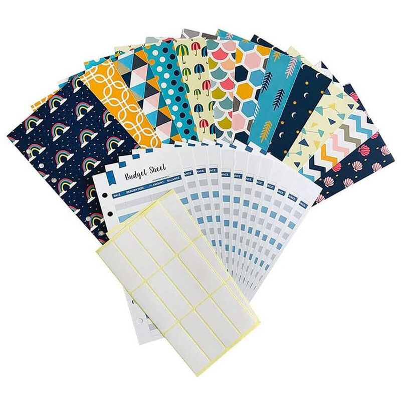Набор прозрачных блокнотов A6 с 12 конвертами, Стикеры для этикеток, органайзер для планировщика бюджетных денег для путешествий и дневника