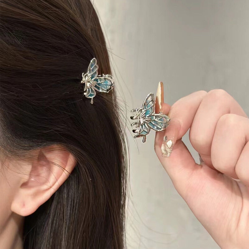 Y2k Sweet Cool Hair Jewelry Dropping Oil New Butterfly Mini Grab Hair Clip