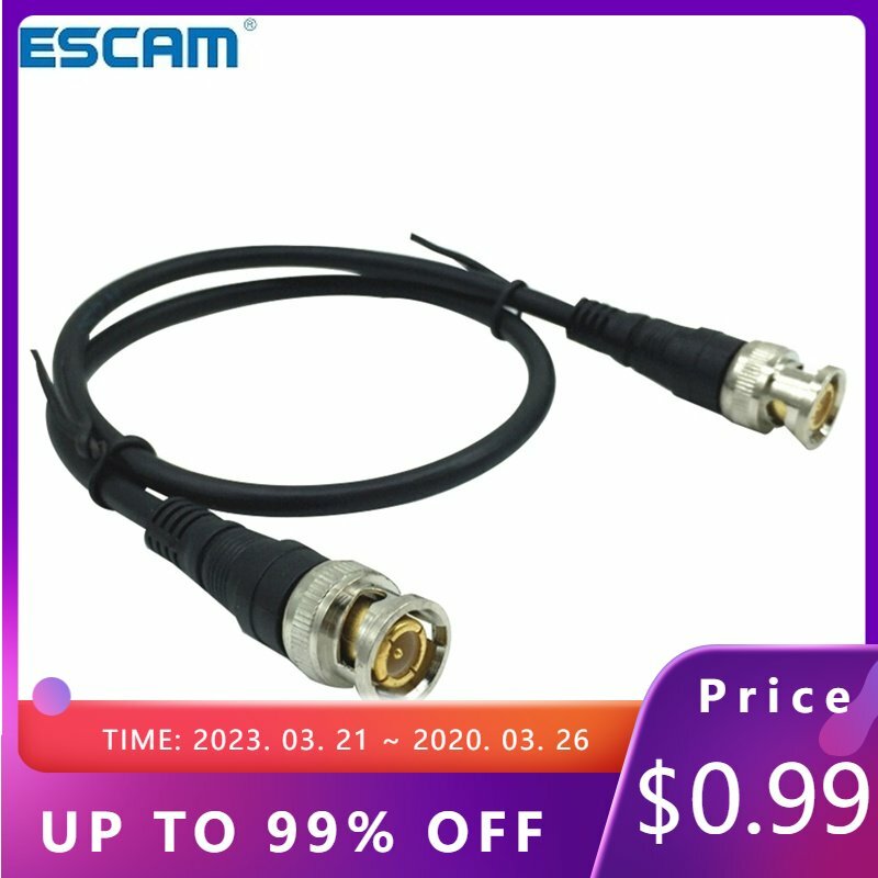 ESCAM Pure Copper BNC Male To Male Straight Crimp Q9 Head HD Monitor Line Double-head Video Cable 0.5 M / 1 M Jumper