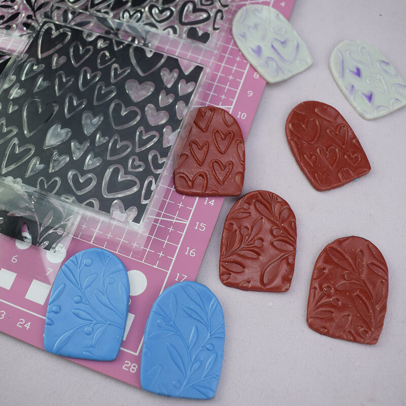 Coração Videiras Gravar Jóias Argila Diy Polymer Clay Textura Fazer Para Brinco De Argila Impressão Art Hobby Tool
