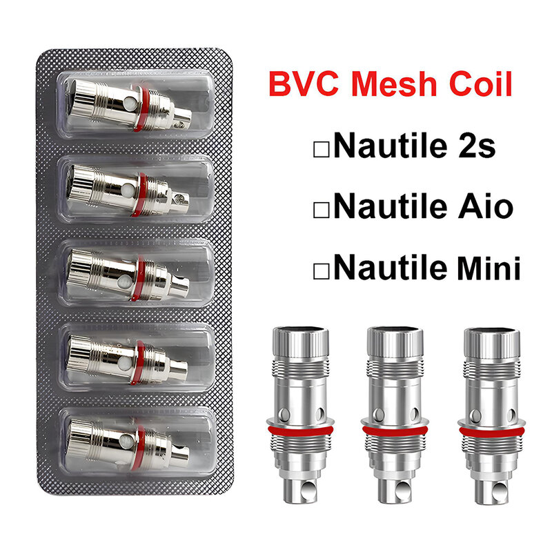 BVC Mesh Coil Head para K3 Nautilus Mini 3 Tanque MTL Zelos Kit, Oem Nautile Kit, 0.8 ohm, 1.0ohm, 1.2ohm