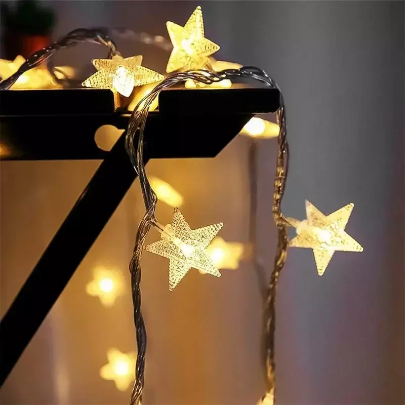 10m zasilanie bateryjne girlanda z lampkami w kształcie gwiazdek fantazyjne oświetlenie LED świąteczne przyjęcie weselne Patio na świeżym powietrzu dekoracje lampy Twinkle