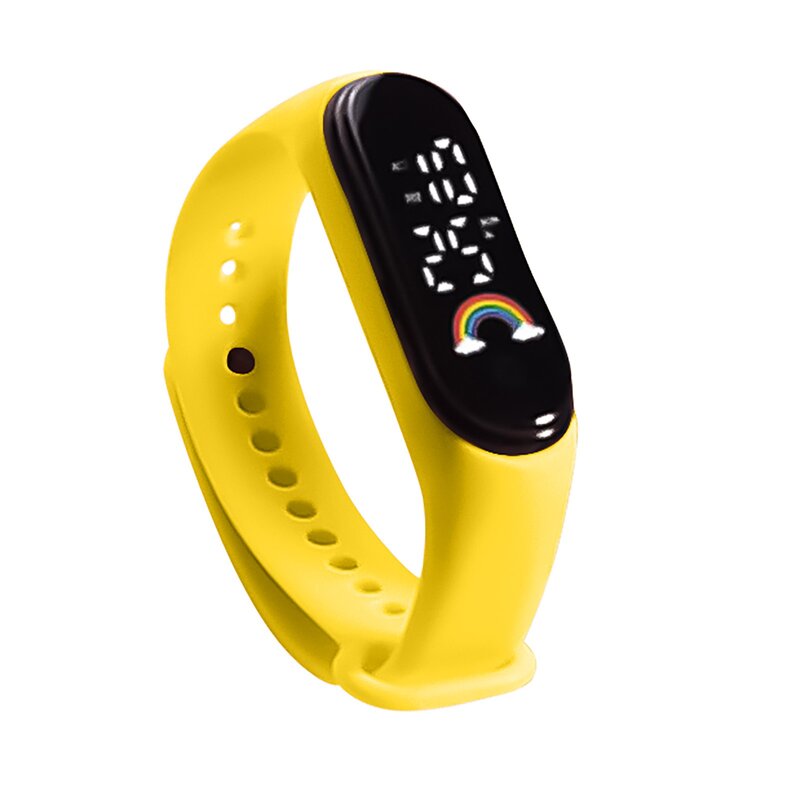 Kids Watch Outdoor Casual Sports Watch Silicone Strap Bracelet Electronic Watch Kids Bracelet Digital Watches Rainbow Style