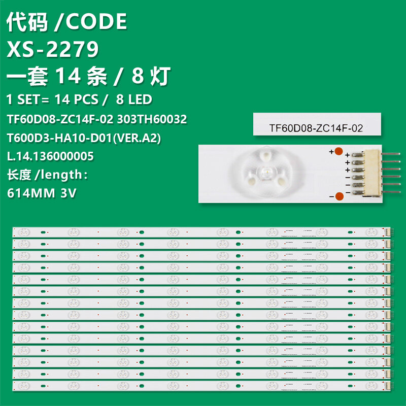 Applicabile alla striscia luminosa Sharp LC-60LE452U TV TF60D08-ZC14F-02 T600D3-HA10-D01