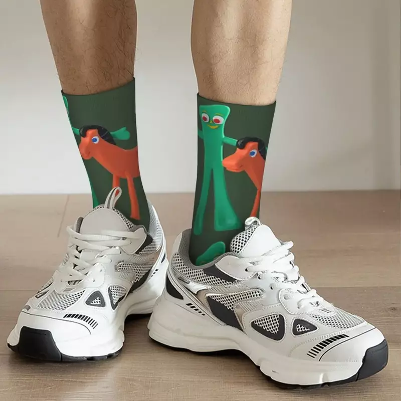 Gumby And Pokey Cartoon Art Socks Harajuku Sweat Absorbing Stockings All Season Long Socks Accessories for Unisex Gifts