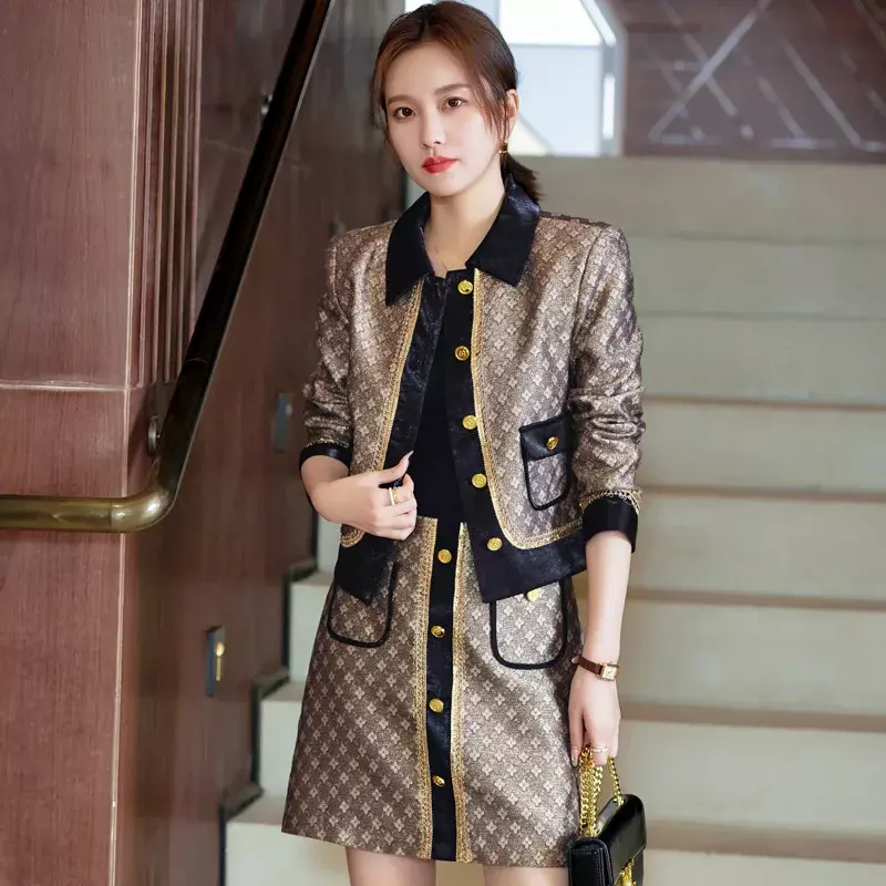 Flower Women Suits gonna Set 2 pezzi Blazer + Prom Dress Formal Spring Office Lady Business Work Wear giacca Girl Coat abito corto