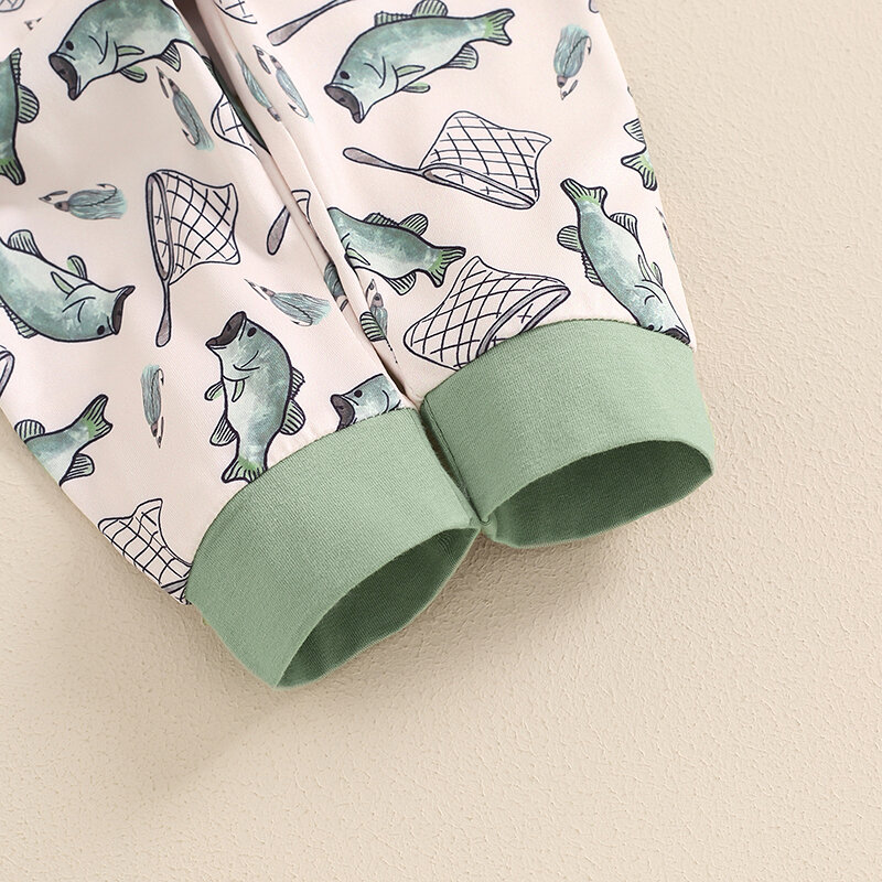 2024-04-10 Lioraitiin Baby Boy Summer Outfit Letter Print Short Sleeve Romper with Fish Pattern Pants and Hat