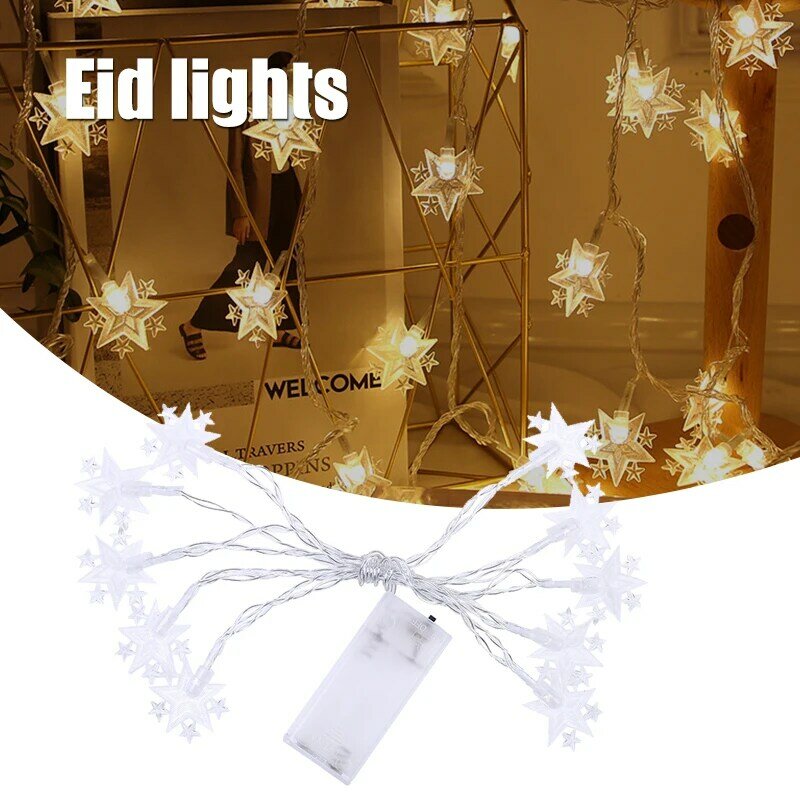 1.5m Led 문 스타 요정 문자열 빛 커튼 창 빛 이슬람 Eid Mubar 10pcs Led 문자열 빛 홈 액세서리