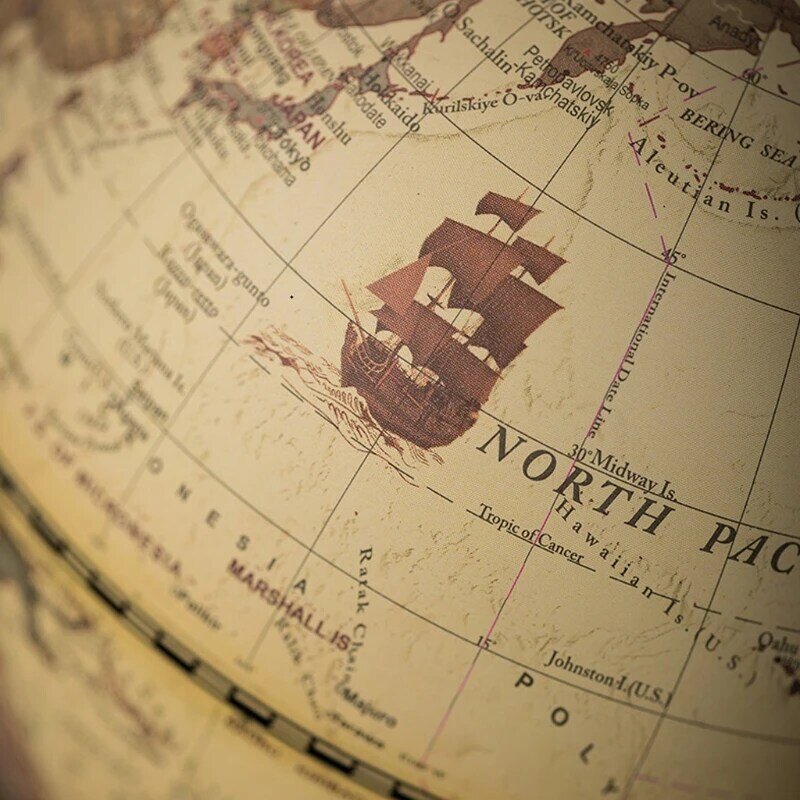 22x14cm peta bumi Globe dunia dalam bahasa Inggris Retro dasar kayu instrumen Bumi pendidikan geografi Globe dekorasi meja furnitur
