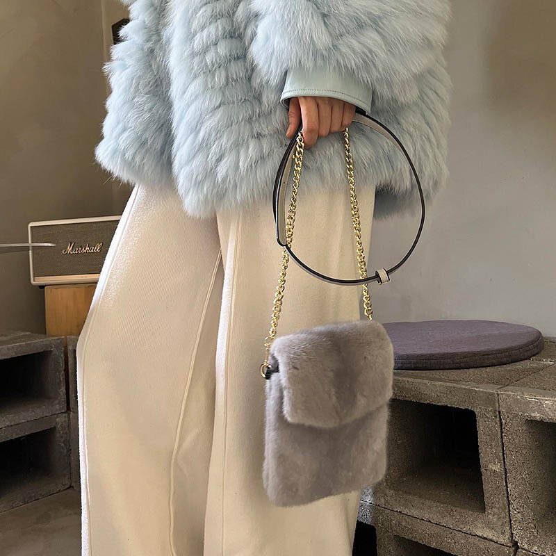 Borsa da donna di lusso in pelle intera pelliccia di visone popolare Tote vendita calda Premium Sense Mini borsa da donna in pelliccia nuova borsa per cellulare