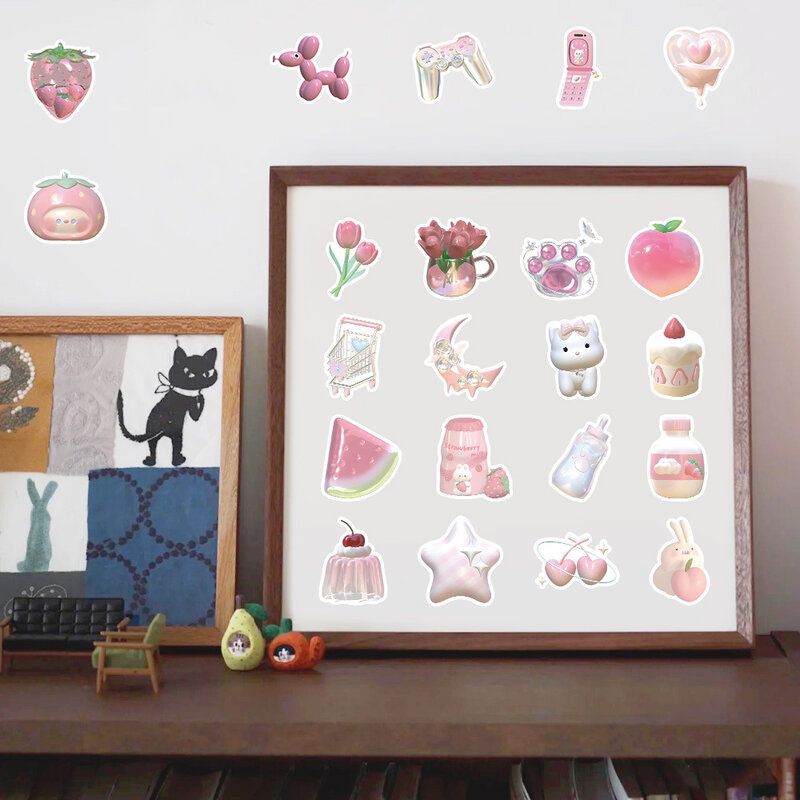10/30/63pcs 3D Cartoon Kawaii Pink Dream Sticker Ins Style Cute decalcomanie per Planner Album fai da te Scrapbook Phone Laptop Fridge Toy