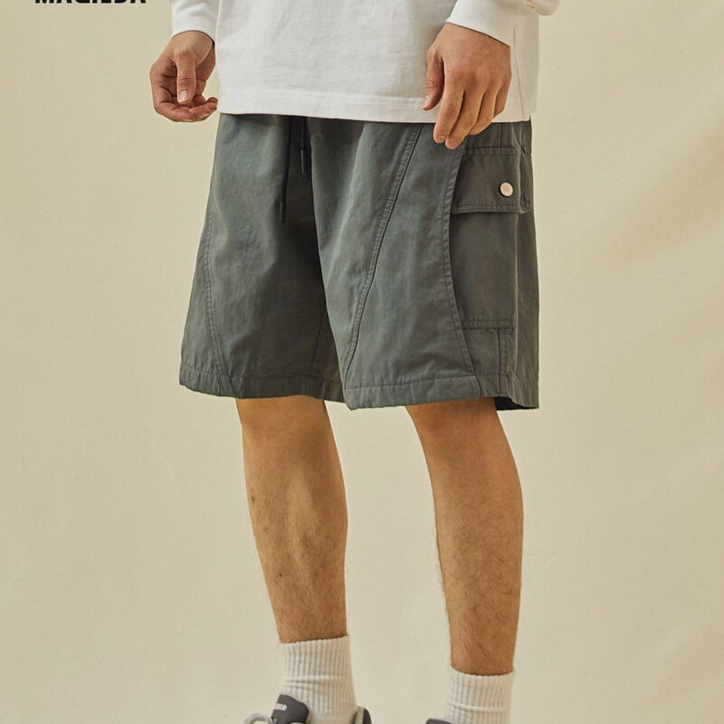 Korean casual street work shorts summer Y2K men's Japanese retro drawstring sports personality multi pocket sports shorts