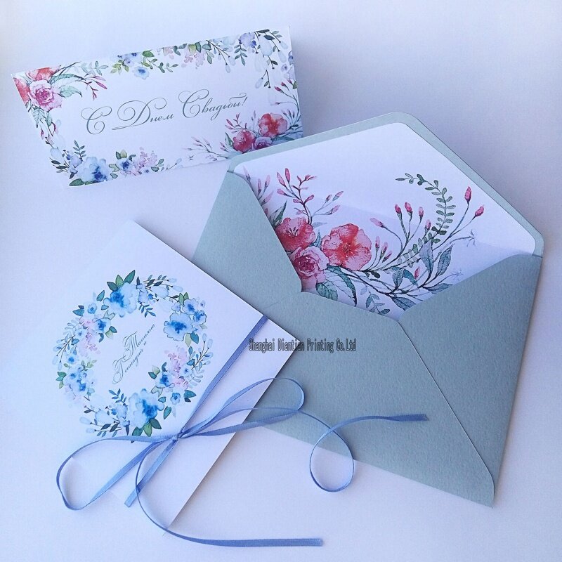 Customized product、Hot selling elegant paper card wedding invitation card envelope custom